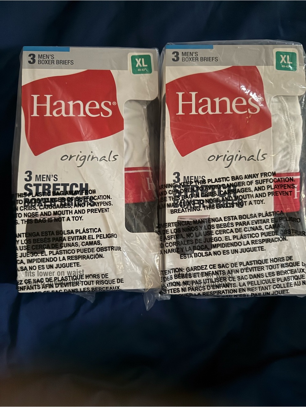 Bundle (2) Hanes Men's Originals White/Black/GrayBoxer Briefs - XL (3-Pack)